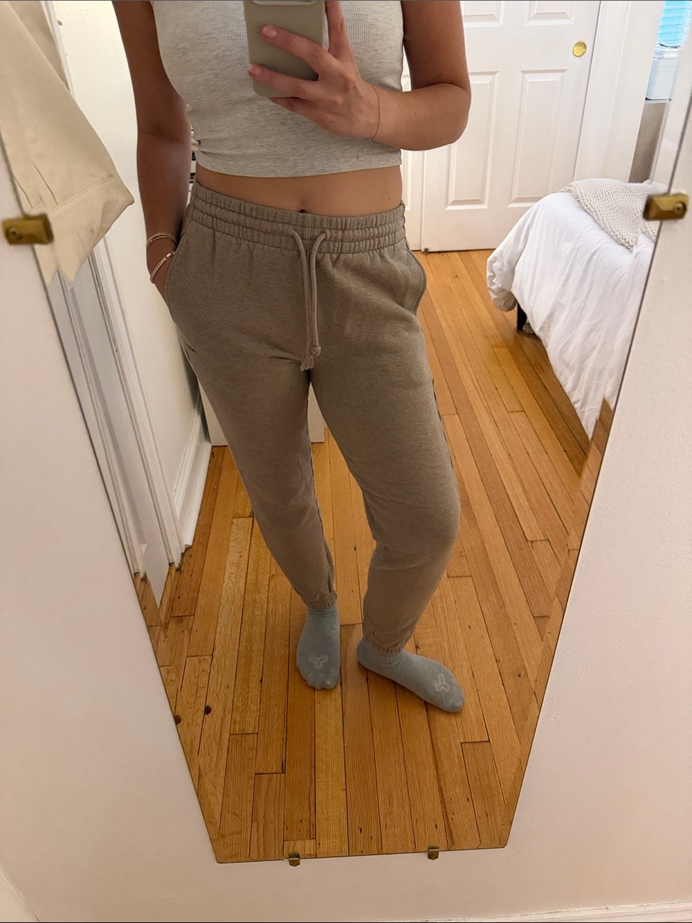 Aritzia Neutral Drawstring Joggers - Taupe
